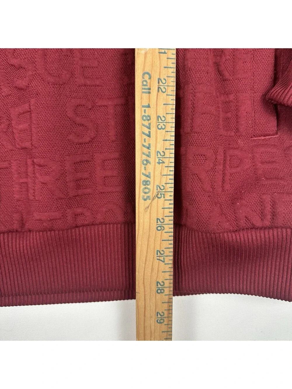 Adidas Hoodie Sweatshirt Mens XL Red Maroon 3 Stripe Embossed Pockets Pullover